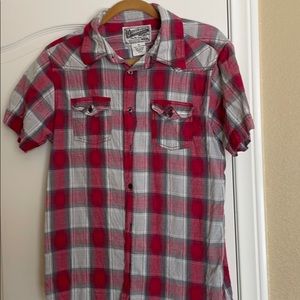 Overdrive Men's Plaid Button Up Short Sleeve